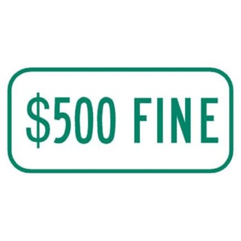 Image for 500 Dollar Fine Disabled Parking Sign, Reflective, 12 X 6" from HD Supply