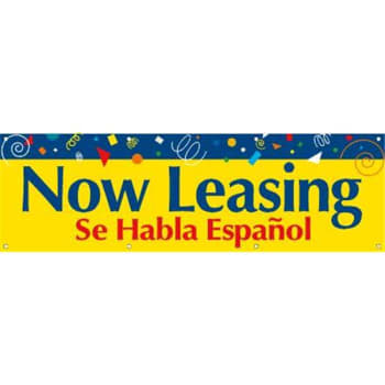 Image for Horizontal Now Leasing Se Habla Espanol Banner With Streamer Design, 10' x 3' from HD Supply