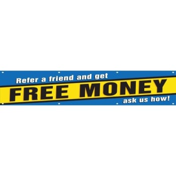 Image for Horizontal Refer A Friend and Get Free Money Banner, 15' x 4' from HD Supply