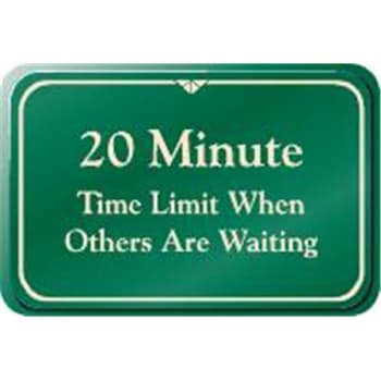 Image for 20 Minute Time Limit Interior Sign, Green, 9 X 6 from HD Supply