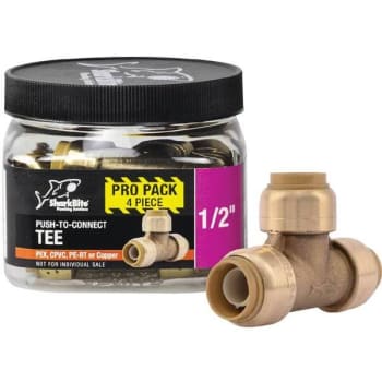 Image for Sharkbite 1/2 In Push-To-Connect Brass Tee Fitting Pro Pack Package Of 4 from HD Supply