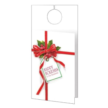 Hanging Greeting Cards, Holiday Ribbon Design  Foil Imprinting Package Of 50