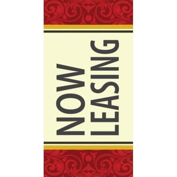 Image for Now Leasing Lawn Banner, Filigree, 15 x 32 from HD Supply