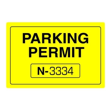 Image for Parking Permit Window Stickers, Border Design, Yellow, 3 x 2, Package of 100 from HD Supply