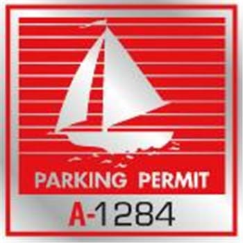 Parking Permit Bumper Stickers, Red/silver Foil Boat, Package Of 100