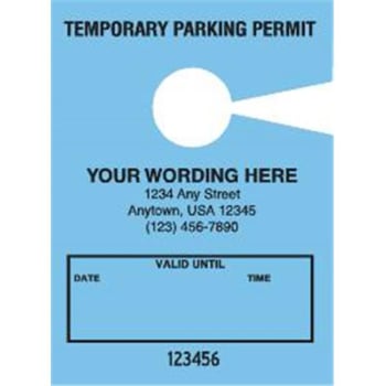 Temporary Parking Tags, Blue, 2-3/4 x 3-3/4, Package of 100