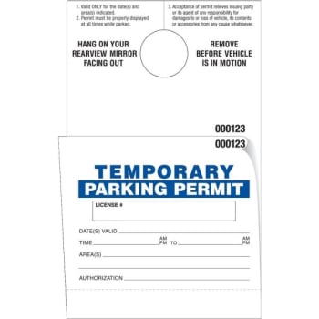 Image for Personalized Temporary Parking Tags, 4-1/4" X 6 5/8", Package Of 100 from HD Supply