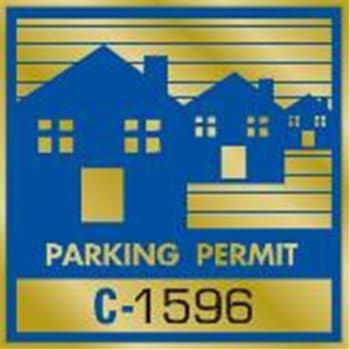 Image for Parking Permit Bumper Stickers, Blue/gold Foil House, Package Of 100 from HD Supply
