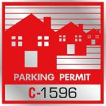 Image for Parking Permit Bumper Stickers, Red/silver Foil House, Package Of 100 from HD Supply
