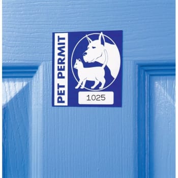 Pet Permit Outside Sticker, Blue Square, 3 X 3, Package Of 100