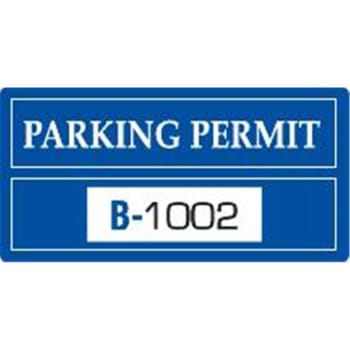 Parking Permit Window Stickers, Blue, 3 x 1-1/2, Package of 100