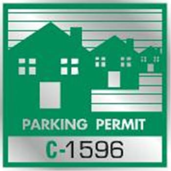 Image for Parking Permit Bumper Stickers, Green/silver Foil House, Package Of 100 from HD Supply