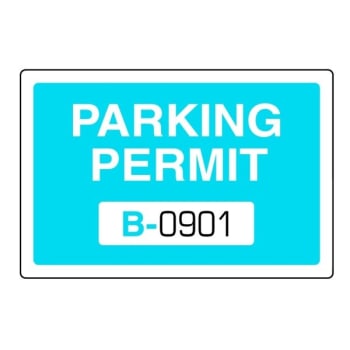 Parking Permit Window Stickers, Light Blue, 3 x 2, Package of 100
