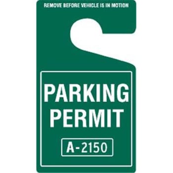 Plastic Parking Permit Tags, Green, 2-3/4 X 4-3/4, Package Of 100