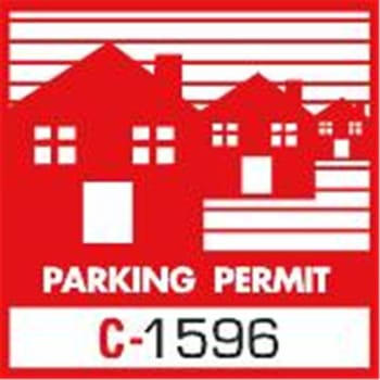 Image for Parking Permit Bumper Stickers, Red Houses, 2-1/4 x 2-1/4, Package of 100 from HD Supply