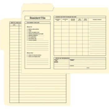 Image for Resident File Folder, Legal Size,leasing Records, Package Of 100 from HD Supply