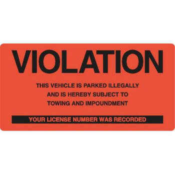 Image for Violation Parking Sticker, Bright Red, 6 X 3, Package Of 100 from HD Supply