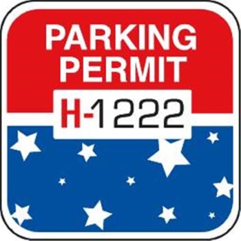 Image for Parking Permit Static Cling, Red/White/Blue, Package of 100 from HD Supply