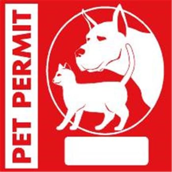 Pet Permit Inside Sticker, Red Square, 3 X 3, Package Of 100