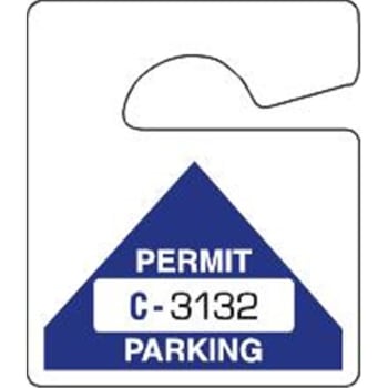 Non-Reflective Plastic Parking Permit Tags, Blue Triangle, Small, Package Of 100