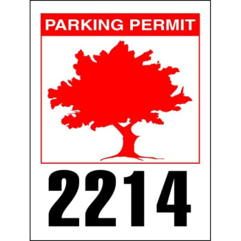 Parking Permit Window Stickers, Red Tree, 2-1/4 X 3, Package Of 100