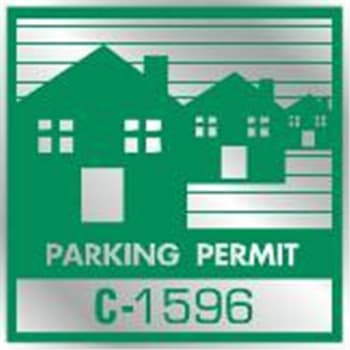 Image for Parking Permit Window Stickers, Green/silver Foil House, Package Of 100 from HD Supply