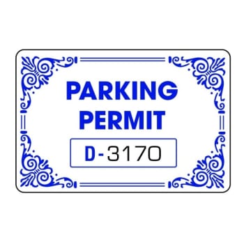 Parking Permit Window Stickers, Border Design, Blue, 3 x 2, Package of 100