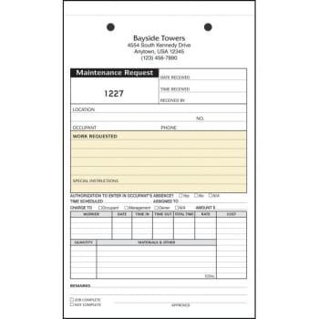 Personalized 4-Part Maintenance Requests Labor/material Format, Package Of 100