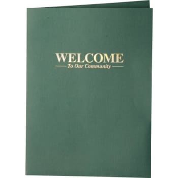 Image for Welcome Folders, Foil Stamped Linen, Green Package Of 100 from HD Supply