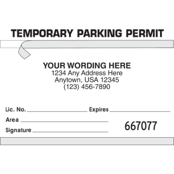 Temporary Window Parking Permit Cards, White, 4-1/4 x 3-1/4, Package of ...