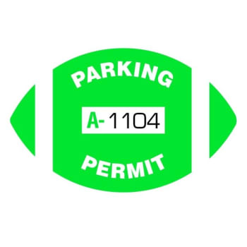 Image for Parking Permit Bumper Stickers Football, Green, 2-3/4 X 1-3/4" Package Of 100 from HD Supply