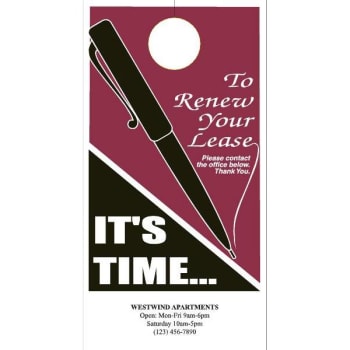 Image for Time to Renew Your Lease Door Hanger, 1-Sided, Package of 50 from HD Supply