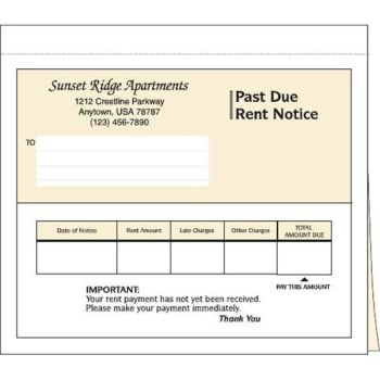 Image for 2-Part Late Rent Notice, 8-1/2 x 7, Package Of 100 from HD Supply
