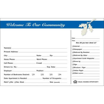 Image for Personalized Guest Cards, Leaves Design, Blue, 8 X 5 Package Of 100 from HD Supply