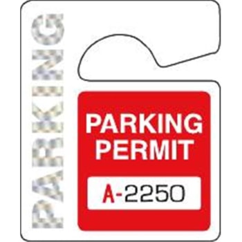Hologram Plastic Parking Permit Tags, Red, 2 1/2 X 3, Package Of 100