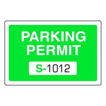 Parking Permit Bumper Stickers, Green, 3 x 2, Package of 100