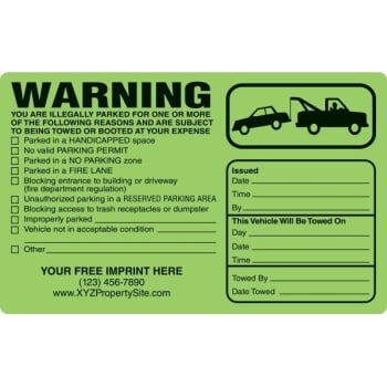 Image for Semi-Custom "warning" Violation Sticker, Green, 8" X 5", Package Of 100 from HD Supply