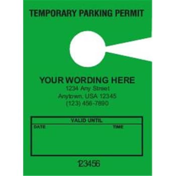 Image for Temporary Parking Tags, Green, 2-3/4 X 3-3/4, Package Of 100 from HD Supply