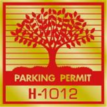 Parking Permit Window Stickers, Red/gold Foil Tree, Package Of 100