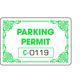 Image for Parking Permit Bumper Stickers, Border Design, Green, 3 X 2, Package Of 100 from HD Supply