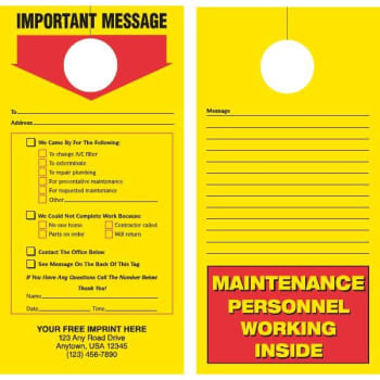 Image for Two-Sided Maintenance Door Tags, Yellow Version B, Package Of 100 from HD Supply