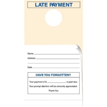 Image for 2-Part Late Payment Door Tags, 4-1/4 x 7-3/4, Package of 100 from HD Supply