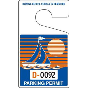 Image for Plastic Parking Permit Tags, Blue/orange, Large, Package Of 100 from HD Supply