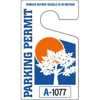 Parking Permit Plastic Hang Tags, Blue/orange, 2-3/4 X 4-3/4, Package Of 100