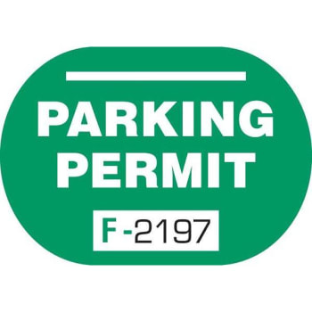 Image for Parking Permit Window Stickers Capsule, Green, 2-1/2 X 1-3/4" Package Of 100 from HD Supply