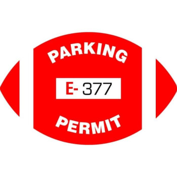 Image for Parking Permit Bumper Stickers Football, Red, 2-3/4 x 1-3/4 (100-Pack) from HD Supply