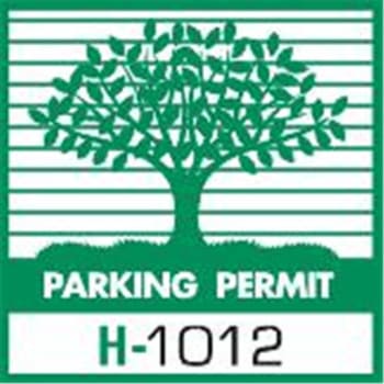 Parking Permit Bumper Stickers, Green Trees, 2-1/4 x 2-1/4, Package of 100