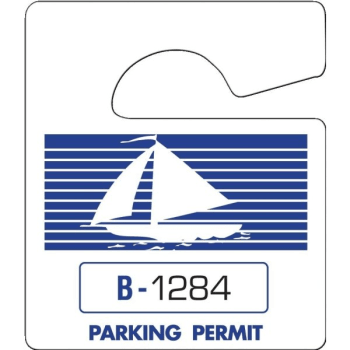 Non-Reflective Plastic Parking Permit Tags, Blue Boat, Package Of 100