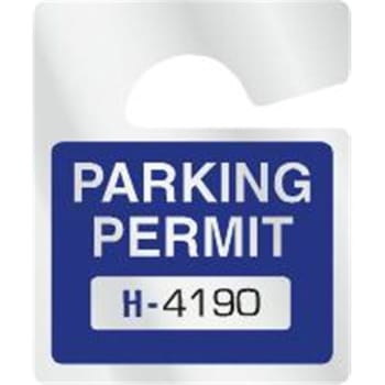Image for Plastic Parking Permit Tags, Reflective, Blue Square, Small, Package Of 100 from HD Supply