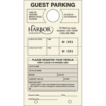 Image for Guest Parking Tags, Ivory, 4-1/4 x 7-3/4, Package of 100 from HD Supply